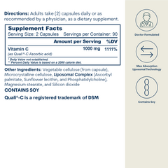 Liposomal Vitamin C Capsules 180 Count 90 Servings Supplement