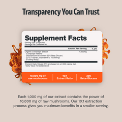 Organic Cordyceps Mushroom Supplement Capsules Dietary Support