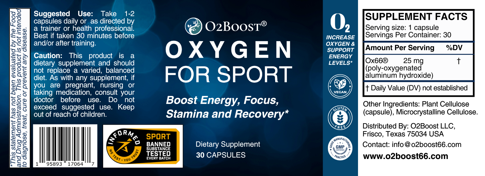 Oxygen For Sport Dietary Supplement Fitness Nutrition Support