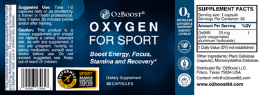 Oxygen For Sport Dietary Supplement Fitness Nutrition Support