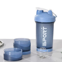 450ml Three Layer Plastic Protein Shaker Water Bottle