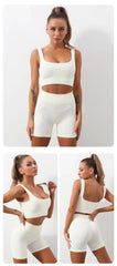 Women's Ribbed Seamless Activewear Sports Bra Leggings Set