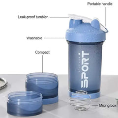 450ml Three Layer Plastic Protein Shaker Water Bottle