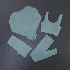 Women's Ribbed Seamless Activewear Sports Bra Leggings Set