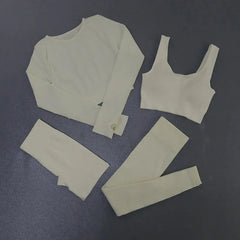 Women's Ribbed Seamless Activewear Sports Bra Leggings Set