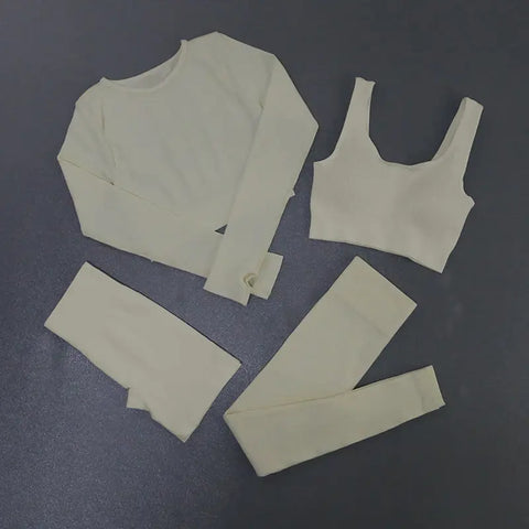 Women's Ribbed Seamless Activewear Sports Bra Leggings Set