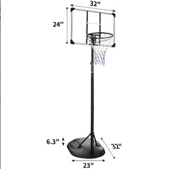 Portable Basketball Hoop Adjustable Stand 7.5-9.2ft 32-Inch Backboard