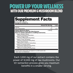 Organic Mushroom Complex Supplement Capsules Dietary Support
