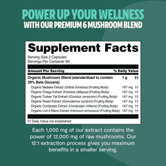 Organic Mushroom Complex Supplement Capsules Dietary Support