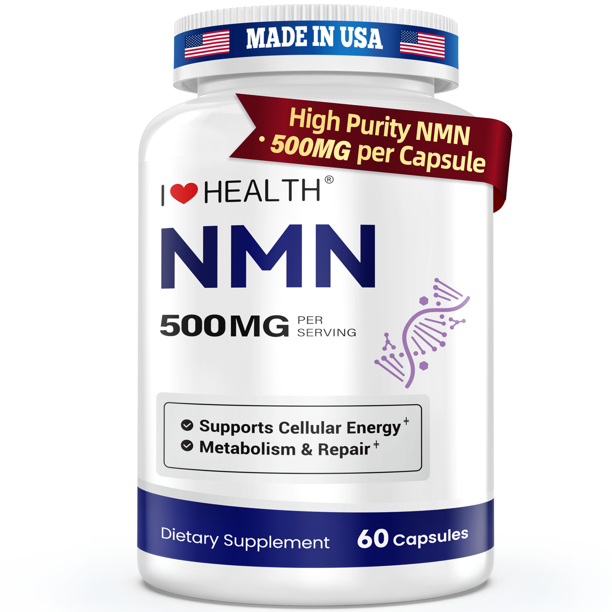 500mg 99.9% Pure Supplement Capsules 60 Count
